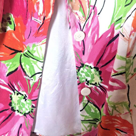 Grace Elements Woman's Multicolor Floral Cotton Blend Blazer Size 18W - Picture 5 of 8